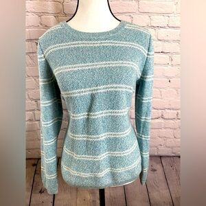 Talbots Blue White Striped Sweater Crewneck size Medium EUC Modern Sweater